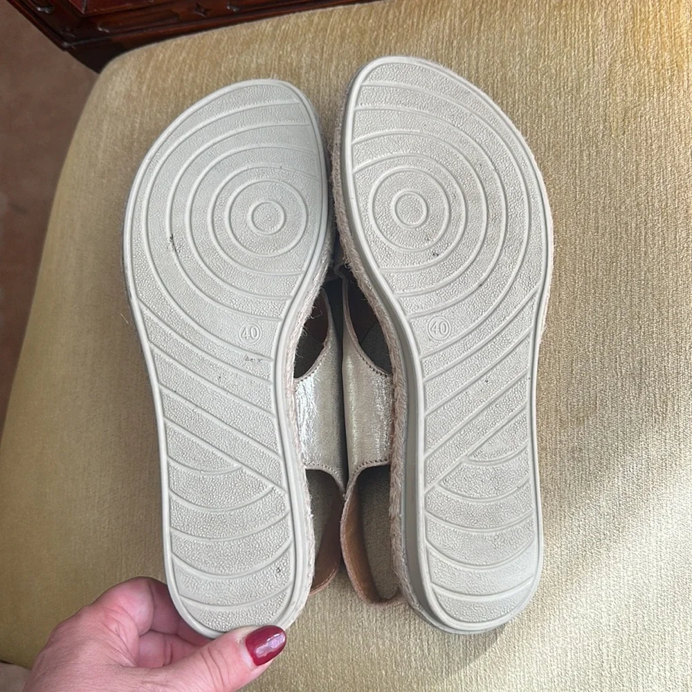 Tsonga Ladies Leather Espadrille Sandal in Blush Pink and Metallic Gold EU 40 - Picture 14 of 15